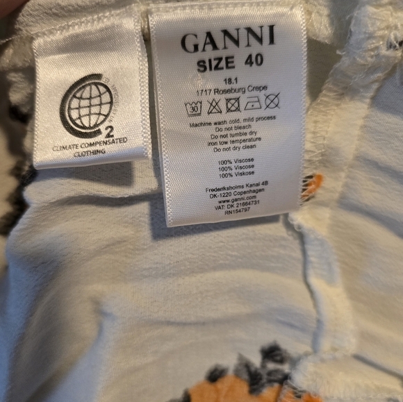 Ganni Roseburg Floral Crepe Midi Wrap Dress Vanilla Ice Size 40 (8) White - Picture 6 of 6